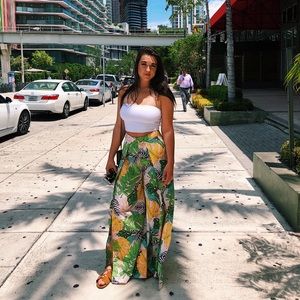Tropical slit pants